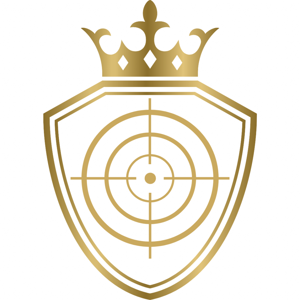 Golden crowned shield with target design